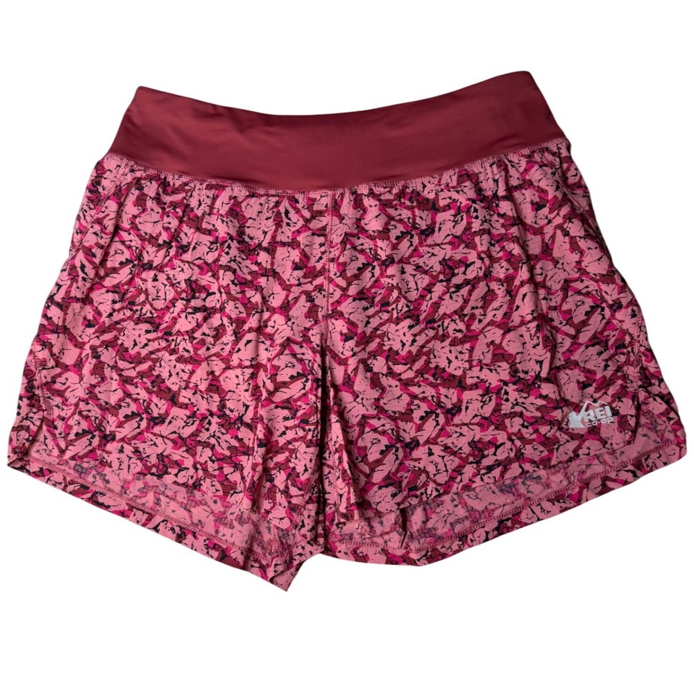 REI Co-op Swiftland Running Shorts Pink Abstract Print Womens Medium 3" Inseam